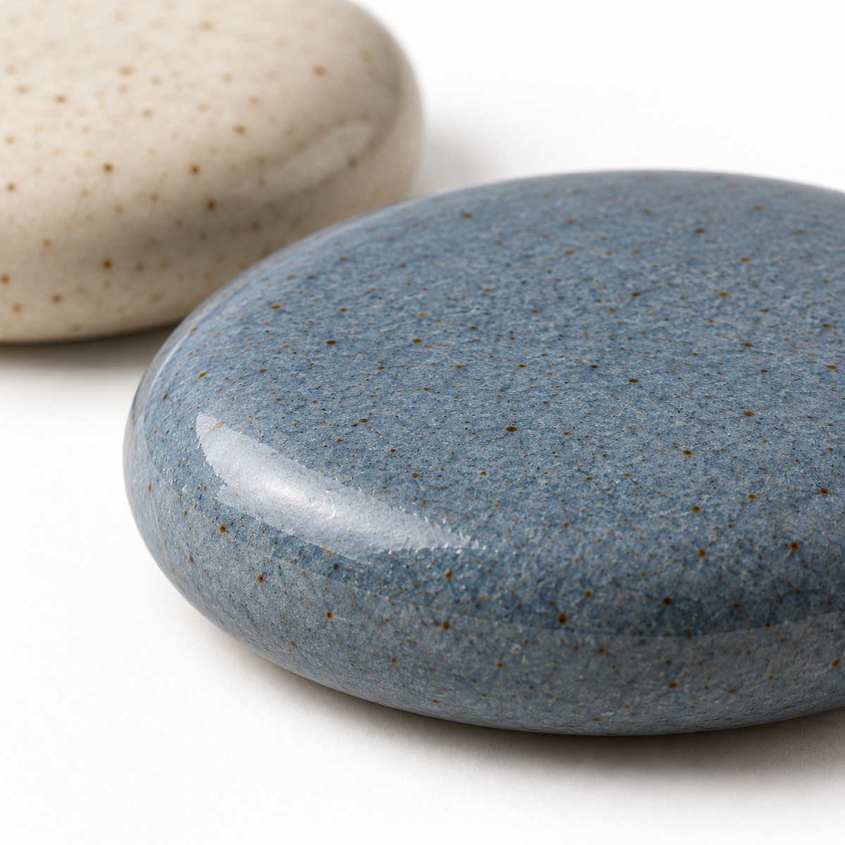 Keramische patroongewichten in blauw en beige - set van 4