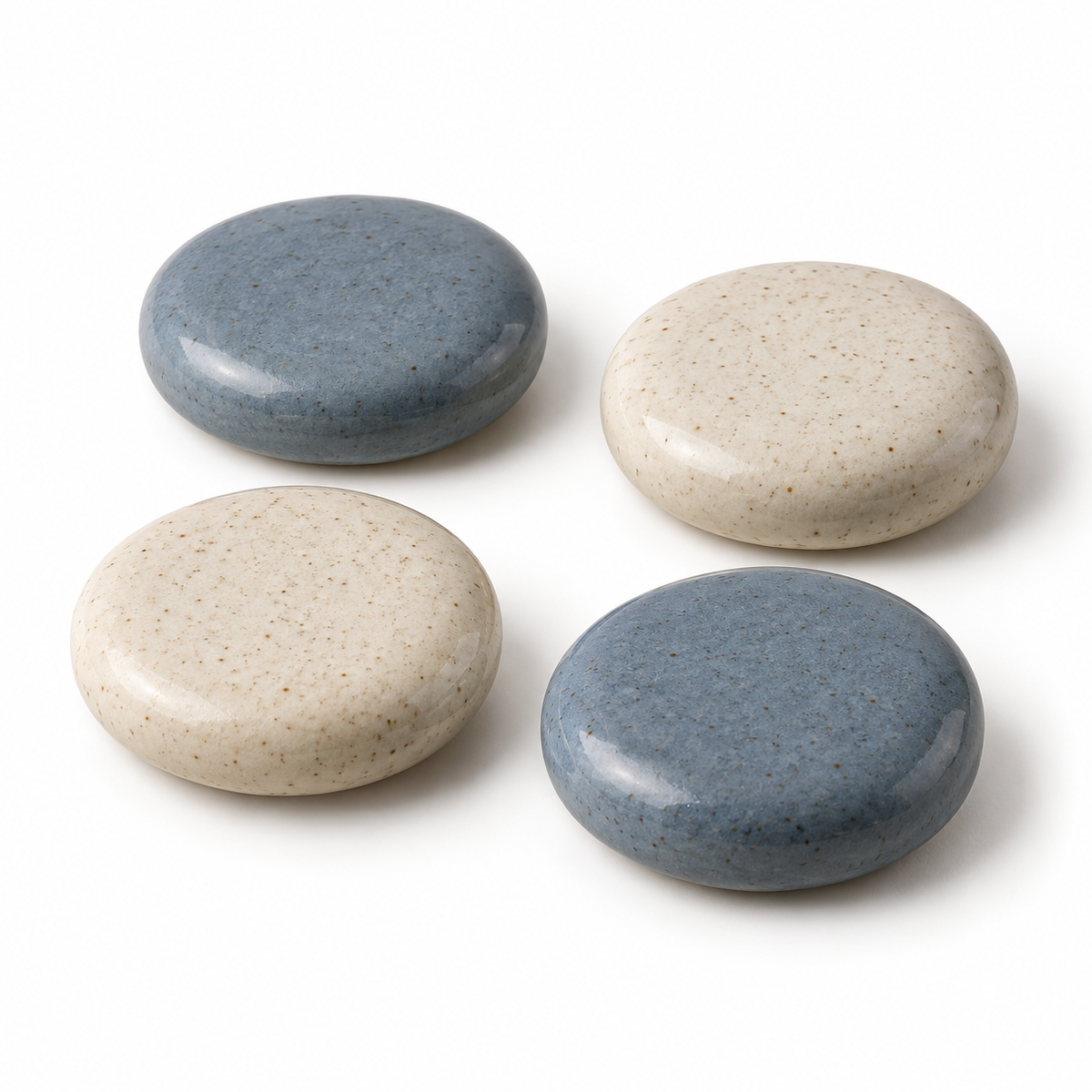Keramische patroongewichten in blauw en beige - set van 4
