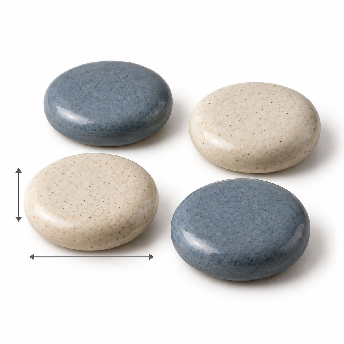 Keramische patroongewichten in blauw en beige - set van 4